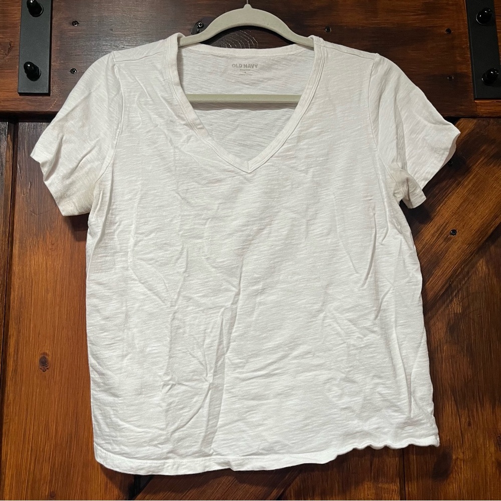 Old Navy White Everywear V-Neck T-Shirt